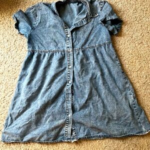 Nursing friendly button down jean dress